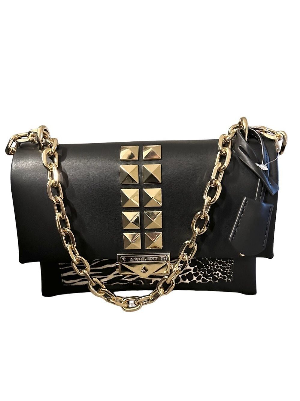 Michael Kors Black and Gold Calf Hair Crossbody Bag